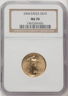 2004 $10 Quarter-Ounce Gold Eagle Brown Label NGC MS70