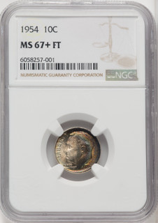 1954 10C FB Roosevelt Dime NGC MS67+