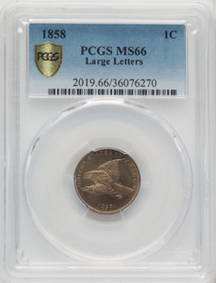 1858 1C Large Letters Flying Eagle Cent PCGS MS66