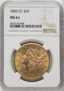 1883-CC $20 Liberty Double Eagle NGC MS61