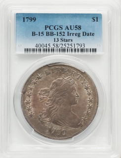 1799 $1 B-15 BB-152 Early Dollar PCGS AU58