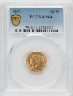 1909 $2.50 Indian Quarter Eagle PCGS MS64 1909 $2.50 Indian Quarter Eagle PCGS MS64