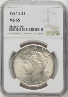 1924-S $1 Peace Dollar NGC MS65