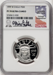 1999-W $50 Half-Ounce Platinum Eagle Statue of Liberty Mike Castle NGC PF70