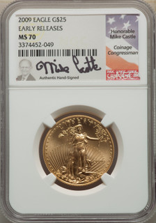 2009 $25 Half-Ounce Gold Eagle First Strike Mike Castle Modern Issues NGC MS70