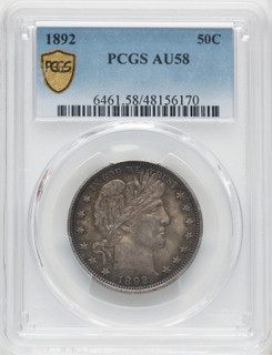 1892 50C Barber Half Dollar PCGS AU58