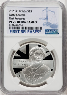 Charles III silver Proof “Mary Seacole” 5 Pounds 2023 PR70 Ultra Cameo NGC World Coins NGC MS70