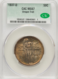 1937-D 50C Oregon Commemorative Silver CACG MS67