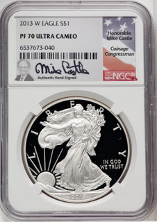 2013-W S$1 Silver Eagle Mike Castle NGC PF70 2013-W S$1 Silver Eagle Mike Castle NGC PF70