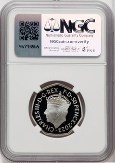 Charles III silver Proof “King Charles III Coronation” 50 Pence 2023 PR70 Ultra Cameo NGC World Coins NGC MS70