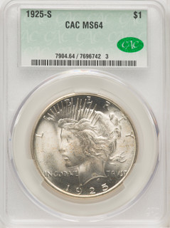 1925-S $1 Peace Dollar CACG MS64