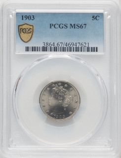 1903 5C Blue Gradient Liberty Nickel PCGS MS67