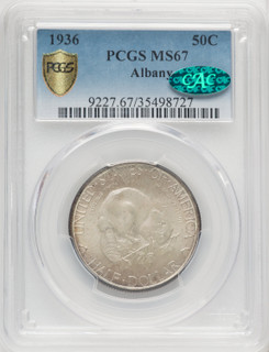 1936 50C Albany CAC Commemorative Silver PCGS MS67 1936 50C Albany CAC Commemorative Silver PCGS MS67
