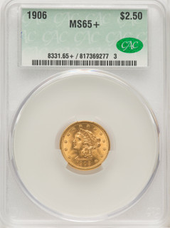 1906 $2.50 CACG Plus Liberty Quarter Eagle CACG MS65+