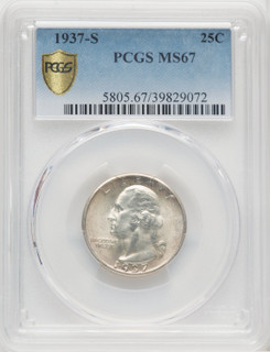 1937-S 25C Washington Quarter PCGS MS67