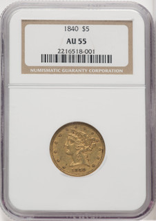 1840 $5 Liberty Half Eagle NGC AU55