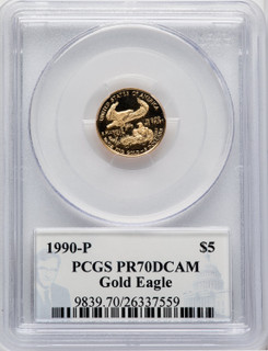 1990-P 4-Coin Set Gold American Eagle PCGS PR70 Philip Diehl Signed