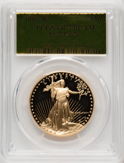 1986-W $50 One-Ounce Gold Eagle Gold Foil PCGS PR70