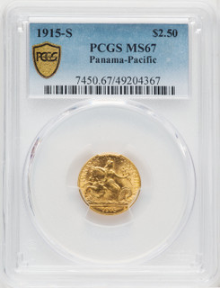1915-S $2.50 Panama-Pacific Quarter Eagle Commemorative Gold PCGS MS67