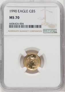 1990 $5 Tenth-Ounce Gold Eagle NGC MS70 1990 $5 Tenth-Ounce Gold Eagle NGC MS70