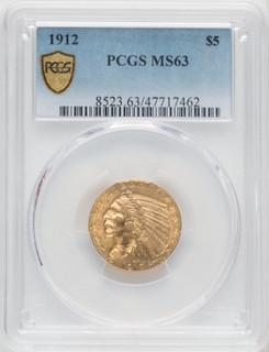 1912 $5 Indian Half Eagle PCGS MS62