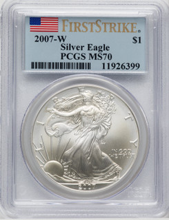 2007-W S$1 Silver Eagle First Strike FS Flag PCGS SP70