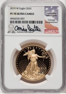 2019-W $50 One-Ounce Gold Eagle Mike Castle NGC PF70