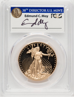 2019-W $50 One-Ounce Gold Eagle First Day of Issue Moy Signature FDI Ed Moy PCGS PR70