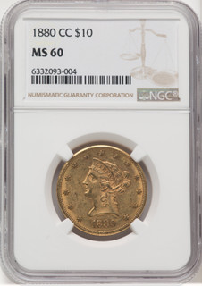 1880-CC $10 Liberty Eagle NGC MS60