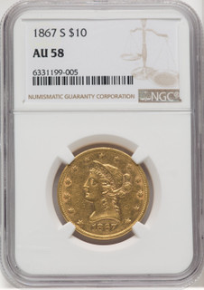 1867-S $10 Liberty Eagle NGC AU58