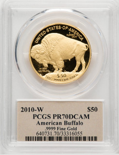 2010-W $50 One-Ounce Gold Buffalo .9999 Fine Gold Thomas Cleveland Art Deco Thomas Cleveland Art Deco PCGS PR70