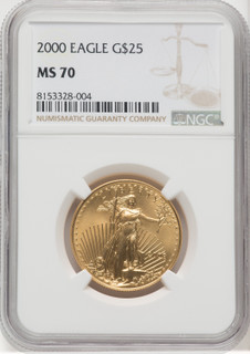 2000 $25 Half-Ounce Gold Eagle Brown Label NGC MS70