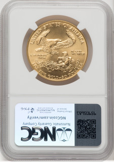 1990 $50 One-Ounce Gold Eagle Brown Label NGC MS70