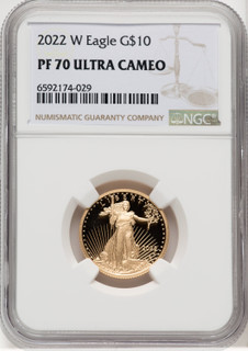 2022-W G$10 Quarter Ounce Gold Eagle Brown Label NGC PF70