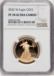 2022-W G$25 Half Ounce Gold Eagle Brown Label NGC PF70