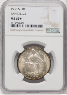 1935-S 50C San Diego Commemorative Silver NGC MS67+
