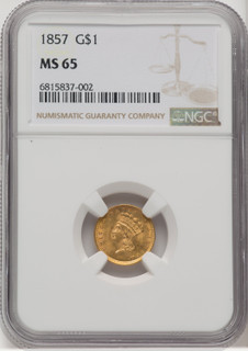1857 G$1 Gold Dollar NGC MS65