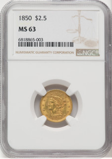 1850 $2.50 Liberty Quarter Eagle NGC MS63