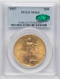 1927 $20 CAC Saint-Gaudens Double Eagle PCGS MS63