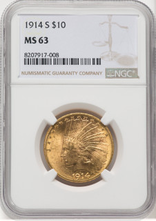 1914-S $10 Indian Eagle NGC MS63