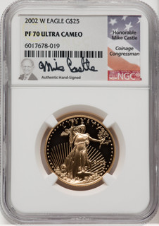 2002-W $25 Half-Ounce Gold Eagle Mike Castle NGC PF70