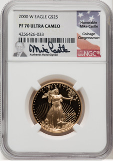 2000-W $25 Half-Ounce Gold Eagle Mike Castle NGC PF70