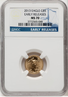 2013 $5 Tenth-Ounce Gold Eagle First Strike ER Blue NGC MS70