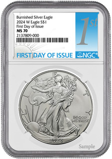 2024 W Burnished Silver Eagle First Day of Issue NGC MS70