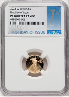 2023-W Proof Gold Eagle 1/10 oz FDI 1ST NGC MS70