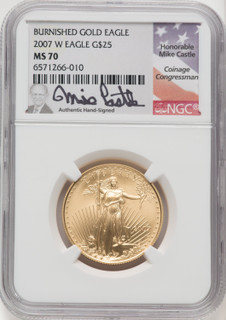 2007-W Half-Ounce Burnished Gold Eagle NGC MS70 Mike Castle 2007-W Half-Ounce Burnished Gold Eagle NGC MS70 Mike Castle