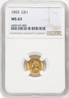 1855 G$1 Type Two Gold Dollar NGC MS63