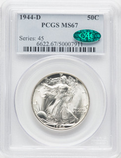 1944-D 50C CAC Walking Liberty Half Dollar PCGS MS67