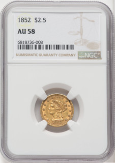 1852 $2.50 Liberty Quarter Eagle NGC AU58 (518973099)