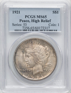 1921 $1 Peace Dollar PCGS MS65 (767016011)